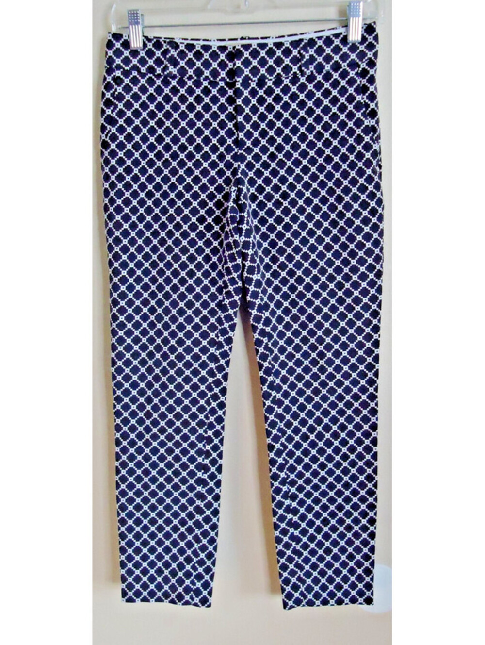 Banana Republic Hampton Ankle Pants Flat Front Size 00P Black White Diamond